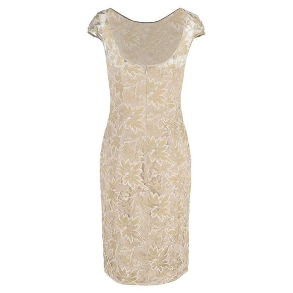 Temperley London Floral-Lace Midi Dress in Nude Polyester
